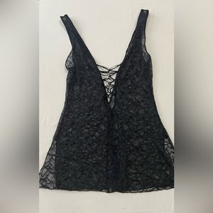 Shear black lace Babydoll with side slits